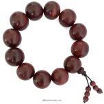 20mm Red Sandalwood Wrist Mala Bracelet | Plain Round Shiny Rakta Chandan Beads with Tassel and designer Sumeru Bead