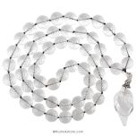 Sphatik / Crystal Mala Kantha with Sphatik Conch Shell Pendant in Silver | Round Cut Stone Crystal Kantha Mala with Crystal shell Silver Pendant 54 Beads 