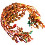 Rudraksha Moli Band - Rudraksha Beads with Mauli Thread ( Kalawa ) | Sacred Hindu Pooja Thread with Rudraksha Beads to make a Wrist Bracelet