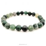 Moss Agate - Hakik (Green Agate) Gemstone Bracelet In Elastic | Green Hakik smooth Round Beads Bracelet | Agate Chakra Bracelet | Healing Bracelet