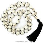Narmund Mala - Brown Eye Skull Rosary, Bone Mala | Kali Mala Rosary | Mund Mala 54 + 1 Beads in Black Thread with Black tassel