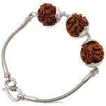 Power Bracelet of 4 Mukhi | 4 Mukhi Rudraksha mala Bracelet in Silver Chain | Four / Char Mukhi Nepal Rudraksha Beads Bracelet with Silver Caps | Energised 4 Mukhi Rudraksha