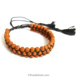 Rudraksha Wrist Band, Original Natural Rudraksha hand Bracelet, Rudraksha Beads Mala Bracelet, Black Thread Hand Band with Tassel