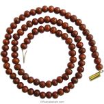 Red Sandalwood Wrist Mala Bracelet | Plain Round Smooth Red Chandan - Rakta Chandan Beads Wrist Bracelet
