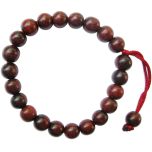 10mm Red Sandalwood Beads Mala Bracelet | Plain Round Smooth Rakta Chandan Wrist Mala Bracelet 