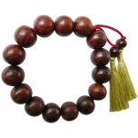 15mm Red Sandalwood Beads Wrist Mala Bracelet | Plain Round Smooth Rakta Chandan Mala Bracelet for Men and women