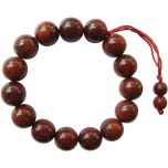 16mm Red Sandalwood Beads Mala Bracelet | Plain Round Smooth Rakta Chandan Wrist Mala Bracelet 