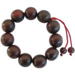 21.5mm Red Sandalwood Beads Mala Bracelet | Plain Round Smooth Rakta Chandan Wrist Mala Bracelet 