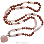 Rose Quartz and Rudraksha Necklace in Silver