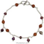  Rudraksha Beads - Garnet Gemstone Bracelet in silver chain and accessories