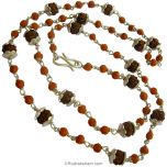 Rudraksha - Rudrani Mala Silver | Combination Mala Necklace of Rudraksha and Rudrani Beads in Silver Wire and Links along with Silver Caps on Rudraksha Beads