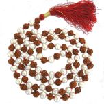 Rudraksha Beads - Pearl Mala Necklace | Rudraksha Pearl Round Beads Japa Mala Rosary | Pearl Necklace | Moti Mala 