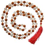 6.5 mm Rudraksha Sphatik Mala | Rudraksha Crystal Beads Combination Mala Necklace For Planet Venus | Rudraksha Sphatik Japa Mala Rosary