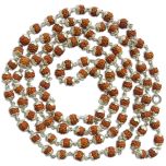 5mm Rudraksha Beads Silver Mala Necklace | 108 Beads Rudraksha Mala