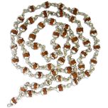 6mm Rudraksha Silver Caps Mala | 54 Beads Rudraksha Mala Necklace 