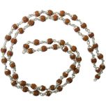 Five Mukhi 5mm Rudraksha Mala Necklace | Paanch Mukhi Silver Mala | Energised Java 5 Mukhi 54 Beads Mala Rosary