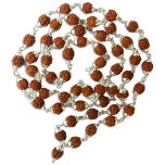 7mm Rudraksha Silver Caps Mala | 54 Beads Rudraksha Mala Necklace 