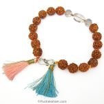 Rudraksha Beads Sphatik ( Crystal, Quartz ) Gemstone Bracelet, Hand Knotted Thread Bracelet with Silver Hook, Venus / Shukra Planet Gemstone - Quartz - Sphatik