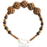 White Sandalwood ( Chandan ) Handcrafted Balls Designer Bracelet with Red Chandan - Rakta Chandan Beads and Silver Hook