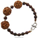 4 Mukhi Rudraksha Power Bracelet with Red & White Sandalwood Beads | Four / Char Mukhi Nepal Rudraksha Beads Bracelet with Silver Accessories | Energised 4 Mukhi