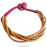 Pure White Sandalwood Wrist Band | Sandalwood Beads Hand Band | Safed Chandan Beads 4 Lines Mala Bracelet wrist Mala