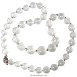 13 mm to 20 mm Natural Sphatik Stone Mala | Original High Quality Clear Diamond Cut Crystal Beads Rosary | Crystal / Quartz Diamond Cut Gemstone Mala Necklace with Silver Spacers