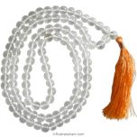 8 mm Natural Sphatik / Crystal / Quartz Stone Plain Beads Mala | Original High Quality Clear Sphatik Rosary | Smooth Round Beads Crystal Gemstone Mala Necklace