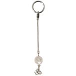 Key Chain | 18 mm Diamond Cut Sphatik Bead with Silver Chain and Om Pendant