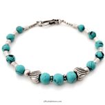 Turquoise Beads Bracelet With Silver Accessories
