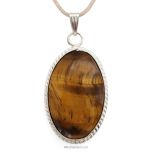 Tiger Eye Stone Pendant Necklace, Original Oval Tiger Eye Pendant in Metal | Rahu Pendant | Tiger Eye Gemstone Reiki & Chakra Pendant
