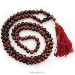 Red Tiger Eye Gemstone Mala | 108 + 1 Beads Round Tiger Eye Stone Mala, Tiger Eye Stone Prayer Mala | Chakra Mala