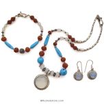 Turquoise - Rudraksha Jewelry Set