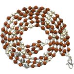 Rudraksha Triple Necklace | Rudraksha Beads 3 lines Mala Necklace | Womens Jewelry | Spiritual Silver Necklace 108 Rudraksha Beads