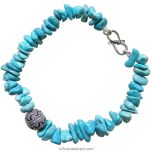 Turquoise Beads Bracelet with Large Silver Bead - 1