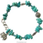 Turquoise Bracelet With Elephant Silver Pendant
