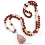 Rose Quartz and Rudraksha Necklace