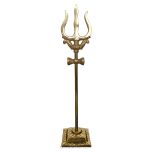 Brass Trishul with Damroo and Stand | Brass Trident with Monkey Talking Drum | Lord Shiva's Trident | Trishool