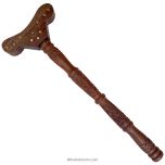 Yoga Danda Carved Wooden Longde Staff with Brass Inlay work Arm rest, Meditation Stick | Wooden T Shaped Yoga Danda for Japa, Wooden Staff for Yoga Practice | Yoga Pole 