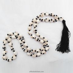 Narmund Mala - Black Eye Skull Rosary Skull Mala | Kali Mala Necklace | Mund Mala 54 + 1 Beads in black Thread with black tassel