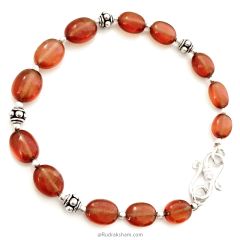 Rahu Zodiac Bracelet | Gomed - Hessonite Gemstone Bracelet with Silver Accessories to remove the malefic effects of Rahu ( Dragon's Head )