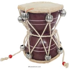 DAMROO - Damru - 5 Inches Dark Purple, Monkey Talking Drum, Indian Traditional Musical Drum Damru, Vintage Drum 2 sided, Lord SHIVA Drum, Damaru, Hand Percussion