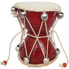 DAMROO - Damru - 5 Inches Dark Red, Monkey Talking Drum, Indian Traditional Musical Drum Damru, Vintage Drum 2 sided, Lord SHIVA Drum, Damaru, Hand Percussion