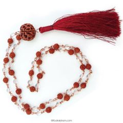 6mm Rudraksha Sphatik Mala | Rudraksha Crystal Beads Combination Mala Necklace For Planet Venus | Rudraksha Sphatik Mala Rosary In Copper