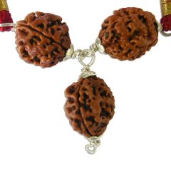 3 Mukhi Rudraksha Bead Triple Pendant in Silver | Three Mukhi, Teen Mukhi, 3 Faced Rudraksha Beads Silver Caps Kantha Mala Necklace | 3 Mukhi Rudraksha for MARS