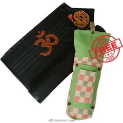 Woolen Aasan Mat for Meditation, Rudraksha Yoga Mat for Meditation and Spirituality | Black Woolen Mat | Yoga Rug | Woolen Pooja Mat with FREE  Yoga Mat Bag and Rudraksha mala for japa