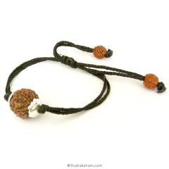 5 ( Five ) Mukhi Rudraksha Wrist Band / Mala Bracelet with Copper Caps, Wholesale pack of 10 Wrist Band, Five Faced Rudraksha Wrist Band, Paanch Mukhi Bracelet in Black Thread