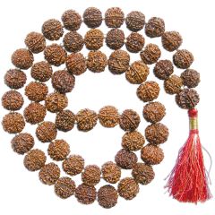 7 Mukhi Rudraksha Beads Kantha Mala Rosary With Silver Ball Spacers | Seven Mukhi Nepal Rudraksha Beads | 54 beads Kantha 