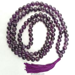  Amethyst Mala | 108 + 1 Beads Round Amethyst Mala Rosary | Amethyst Stone Necklace | Gemstone Amethyst
