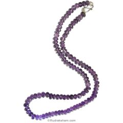 Amethyst Necklace | 17 Inch Amethyst Stone Mala, 5 mm Button Purple Amethyst Beads Necklace with Silver Hook, Natural Purple Amethyst Stone