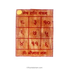  Aries - Mesha ( Mesh ) - Mars Pocket Yantra | Mesh Rashi Pocket Yantra | Aries Zodiac Laminated Pocket Yantra on Bhoj Patra | Energised Pocket Yantra